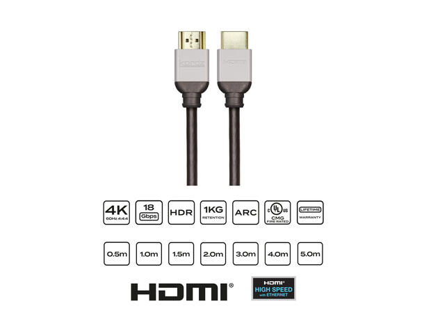 Kordz HDMI Pro3 Series 18Gbps 3m High Speed m/ Ethernet, ARC HDCP 2.2,