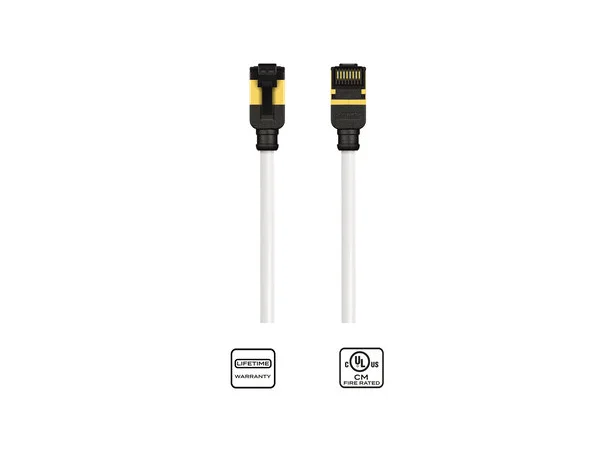 Kordz PRS CAT6A Patchkabel 0,25m Hvit Slim Profile CAT6A U/FTP. Hvit 