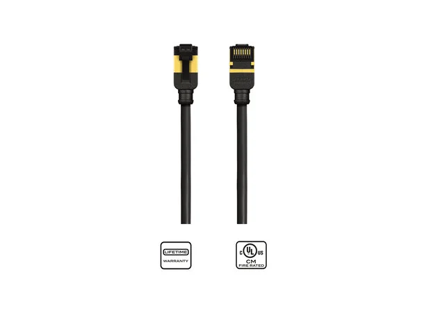 Kordz PRS CAT6A Patchkabel 1m Sort Slim Profile CAT6A U/FTP. Sort 