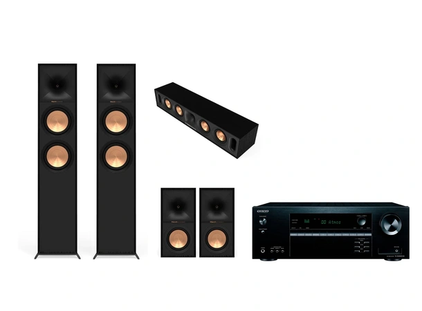 Onkyo TX-SR494 DAB / Klipsch R-600F Reference 5.0 pakke med forsterker 