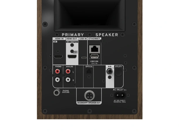 Klipsch The Fives II, Walnut Aktive streaming-høyttalere, HDMI, RIAA 