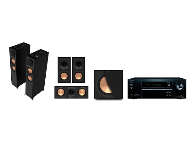 Onkyo TX-SR494DAB / Klipsch R-605 ATMOS Reference 5.1.2 pakke med forsterker 