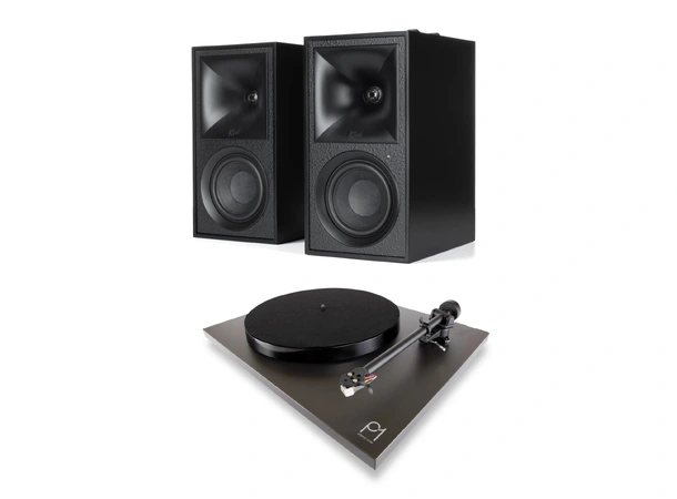 Klipsch The Fives / Rega Planar 1 ECO Aktive høyttalere og platespiller - Sort 