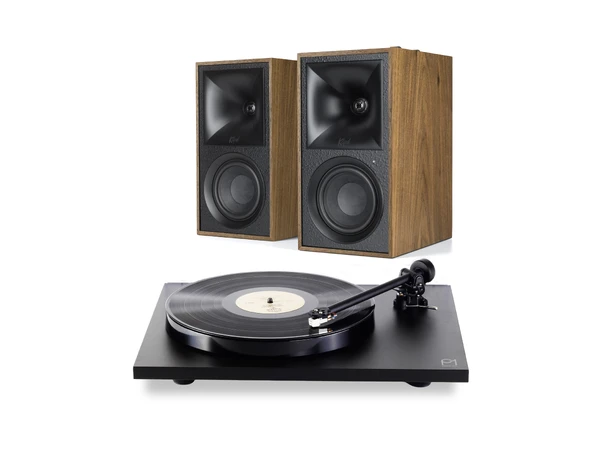 Klipsch The Fives / Planar 1 ECO-deck Aktive høyttalere og platespiller,Walnut 