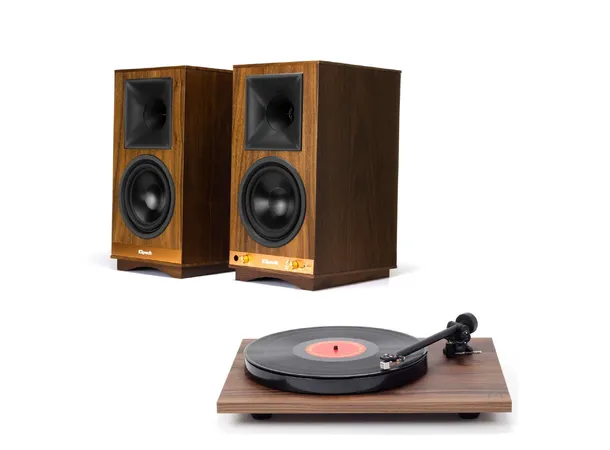 Klipsch SIXES / Rega Planar 1 - Walnut Aktive høyttalere med platespiller 