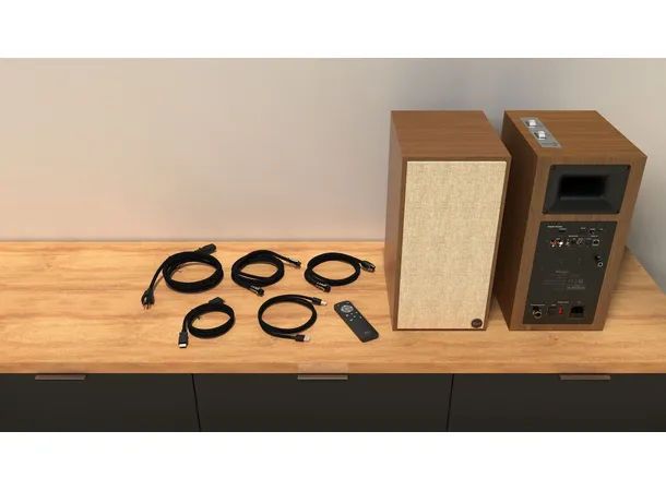 Klipsch The Sevens, Walnut Aktive høyttalere, Bluetooth, HDMI, par 
