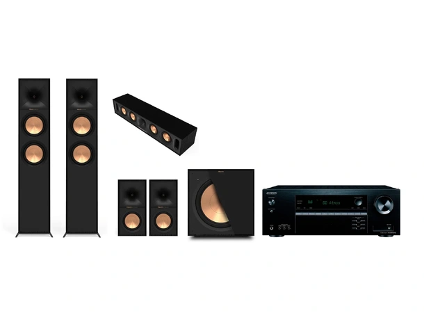 Onkyo TX-SR494 DAB / Klipsch R-600F Reference 5.1 pakke med forsterker 