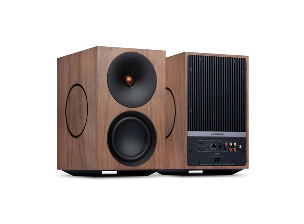 Cambridge Audio L/R X, aktiv høyttaler Streaming, HDMI, RIAA-trinn, valnøtt 