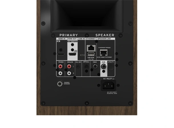 Klipsch The Sevens II, Walnut Aktive streaming-høyttalere, HDMI, RIAA 