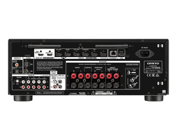 Onkyo TX-NR696 Hjemmekinoreceiver 7.2 kanaler. THX. ATMOS. 4K. WiFi - Sort 