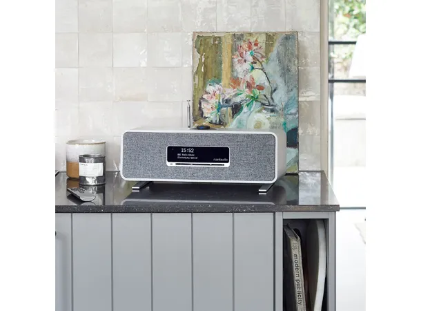 Ruark R3S, musikksystem, Soft Grey Spotify, Bluetooth, nettverk, DAB+, CD 
