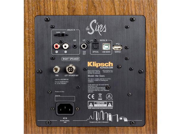 Klipsch SIXES, aktiv høyttaler, Walnut Aktive høyt, Bluetooth, RIAA, Walnut,par