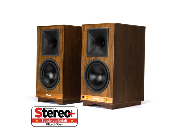 Klipsch SIXES, aktiv høyttaler, Walnut Aktive høyt, Bluetooth, RIAA, Walnut,par 