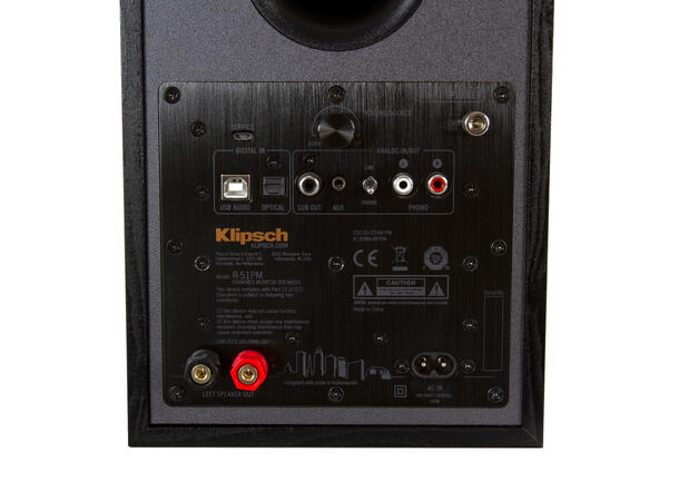 Klipsch R-51PM aktiv høyttaler, sort Bluetooth, USB, optisk, RIAA, par 