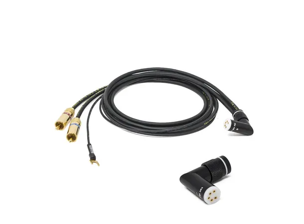 VdH D-502 Hybrid, TAC 90-RCA, 1,0m Angled DIN-RCA tonearmskabel, sølv OFC 